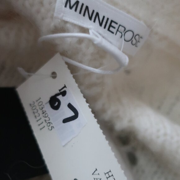 NWT Women Minnie Rose Vanilla Pointelle Mohair Wool V-Neck Cardigan Sweater XS/S - Picture 9 of 9